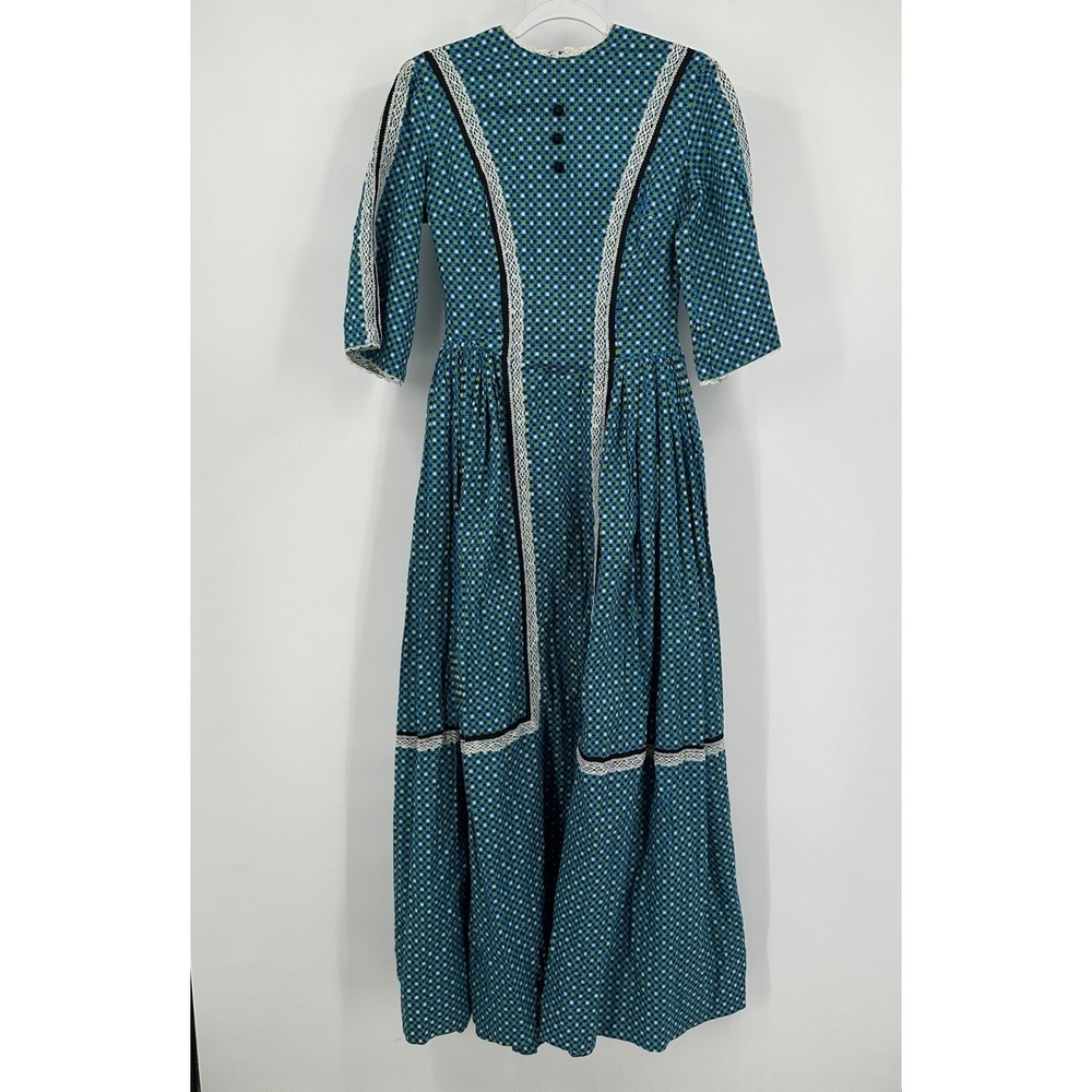 Womens 70s Vintage Handmade Cottagecore Prairie Maxi Dress Size S Floral Modest - Picture 1 of 7